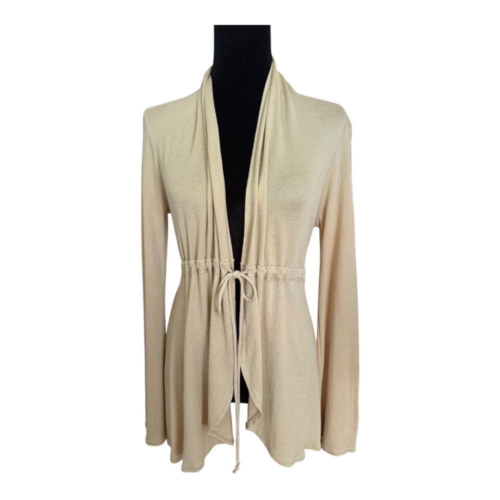 Michael Stars Gold Cardigan Sweater with Shawl Collar Drawstring OSFM EUC